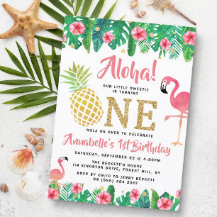 Invitation Tropical Summer Beach Luau Girls 1er anniversaire