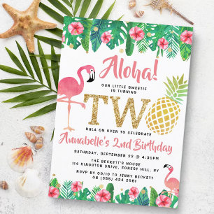 Invitation Tropical Summer Beach Luau Girls 2e anniversaire