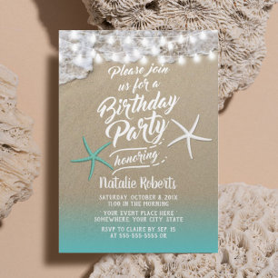 Invitation Tropical Summer Beach Starfish Fête d'anniversaire
