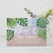 Invitation Tropical Summer Beach Starfish Sweet 16 Anniversai (Debout devant)