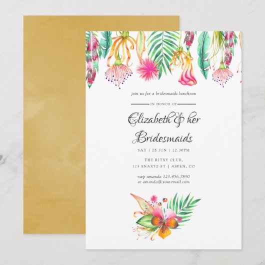 Invitation Tropical Summer Beach Wedding Bridesmaids Déjeuner (Devant / Derrière)