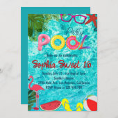 Invitation Tropical Summer Birthday Pool Party (Devant / Derrière)