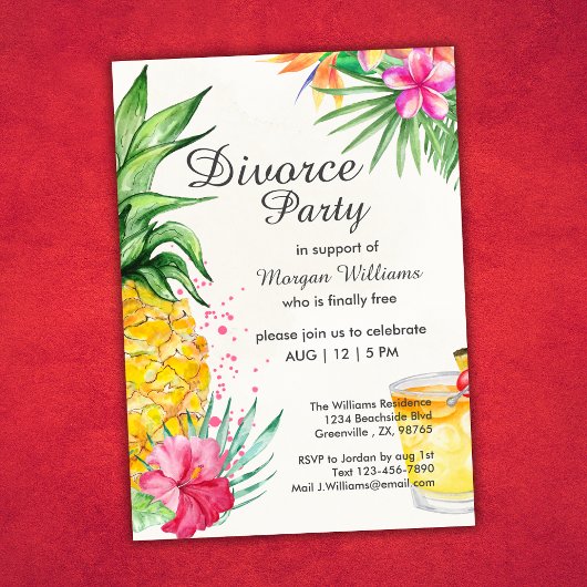 Invitation Tropical Summer Cocktail Divorce Support Party