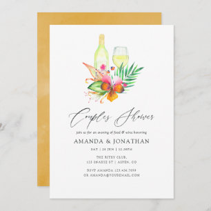 Invitation Tropical Summer Floral Couples Douche Dégustation
