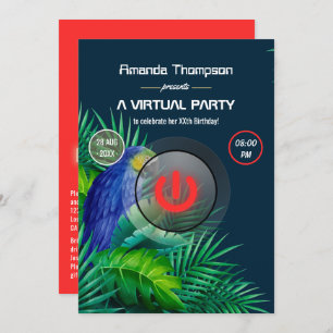 Invitation Tropical Summer Parrot fête d'anniversaire virtuel