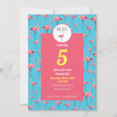 Invitation Tropical Summer Pink Flamingo modèle Anniversaire (Devant)