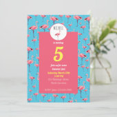 Invitation Tropical Summer Pink Flamingo modèle Anniversaire (Debout devant)