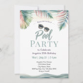Invitation Tropical Summer Pool Party Birthday  (Devant)