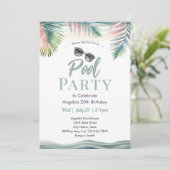 Invitation Tropical Summer Pool Party Birthday  (Debout devant)