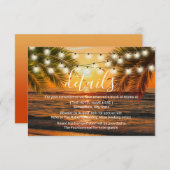 Invitation Tropical Summer Sunset Beach Détails du mariage (Devant / Derrière)