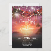 Invitation Tropical Summer Sunset Beach String Mariage (Devant)