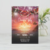 Invitation Tropical Summer Sunset Beach String Mariage (Debout devant)