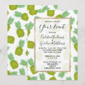 Invitation Tropical Summer Yellow Green Pineappit Fruit (Devant / Derrière)