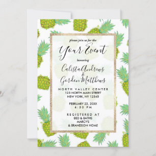 Invitation Tropical Summer Yellow Green Pineappit Fruit