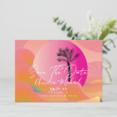 Invitation Tropical Sunrise Bold Rose Orange Enregistrer la d (Debout devant)