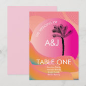 Invitation Tropical Sunrise Rose Orange Clair Assise de Table (Devant / Derrière)