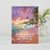 Invitation Tropical Sunset Beach QR Code Enregistrer La Date (Debout devant)