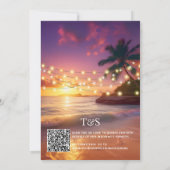 Invitation Tropical Sunset Beach QR Code Enregistrer La Date (Dos)