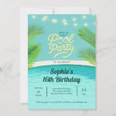Invitation Tropical Sunset Birthday Pool Party (Devant)