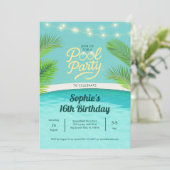 Invitation Tropical Sunset Birthday Pool Party (Debout devant)