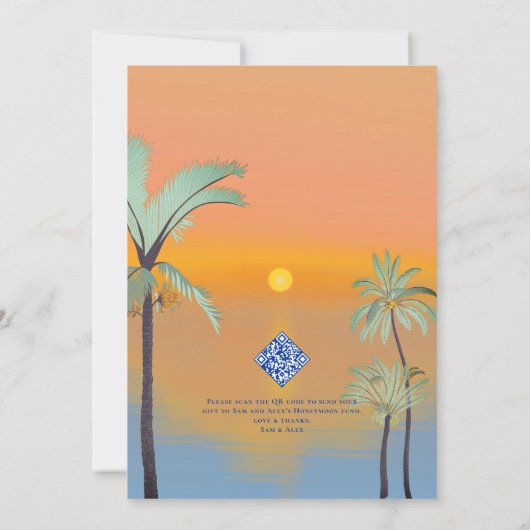 Invitation Tropical Sunset Honeymoon Couples Douche (Dos)