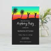 Invitation Tropical Sunset Musiciens Silhouette Anniversaire (Debout devant)