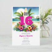 Invitation Tropical Surfboard Pool Party Sweet 16 (Debout devant)