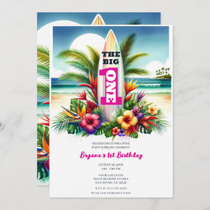 Invitation Tropical Surfboard The Big ONE 1er anniversaire