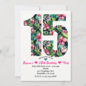 Invitation Tropical Sweet 15 15e anniversaire de fête Invitat (Devant)