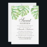 Invitation Tropical Sweet 16. Monstère de verdure 16e anniver<br><div class="desc">Aquarelle tropicale Sweet 16 anniversaire invitation avec monstère. Veuillez me contacter si vous avez besoin d'autres articles.</div>