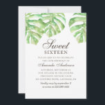 Invitation Tropical Sweet 16. Monstère de verdure 16e anniver<br><div class="desc">Aquarelle tropicale Sweet 16 anniversaire invitation avec monstère. Veuillez me contacter si vous avez besoin d'autres articles.</div>