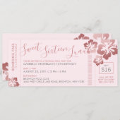 Invitation Tropical Sweet 16 Pool Luau Boarding Pass (Devant / Derrière)