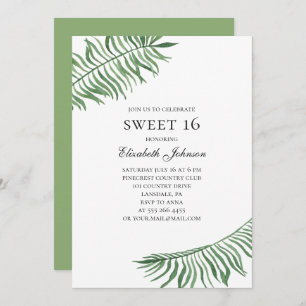 Invitation Tropical Sweet 16. Vert exotique 16e anniversaire