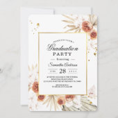 Invitation Tropical Terracotta séché Palm Leaf Gold Frame (Devant)