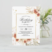 Invitation Tropical Terracotta séché Palm Leaf Gold Frame (Debout devant)