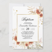 Invitation Tropical Terracotta séché Palm Leaf Gold Frame (Devant)