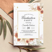 Invitation Tropical Terracotta séché Palm Leaf Gold Frame