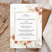 Invitation Tropical Terracotta séché Palm Leaf Gold Frame