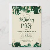 Invitation Tropical Thème Vert Folithe Anniversaire (Devant)