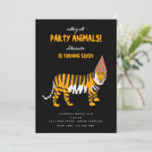 Invitation Tropical Tiger Jungle Animaux Fête Enfants Anniver (Debout devant)