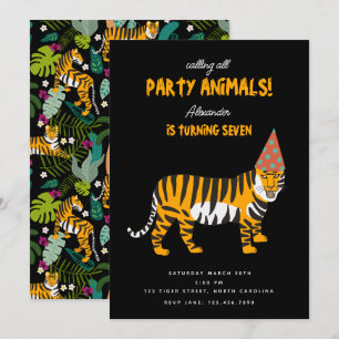 Invitation Tropical Tiger Jungle Animaux Fête Enfants Anniver