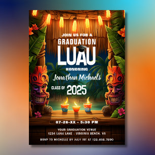 Invitation Tropical Tiki Hawaiian Island Luau Graduation