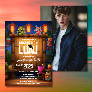 Invitation Tropical Tiki Hawaiian Luau Diplôme Photo