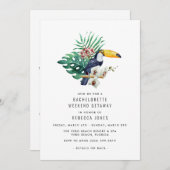 Invitation Tropical Toucan Beach Bachelorette Week-end Getawa (Devant / Derrière)