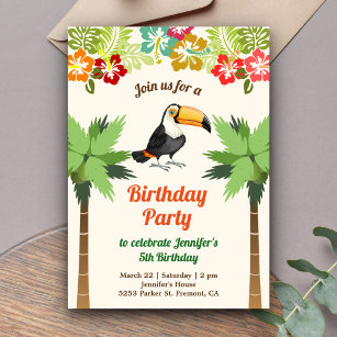 Invitation Tropical Toucan fête d'anniversaire