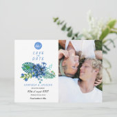 Invitation Tropical Tropiques Feuilles | Enregistrez la Date  (Debout devant)