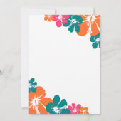 Invitation Tropical Turquoise Orange rose Hibiscus Mariage (Dos)