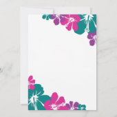 Invitation Tropical Turquoise rose violet Hibiscus Mariage (Dos)