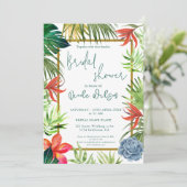 Invitation Tropical verdure palmier or script nuptiale douche (Debout devant)