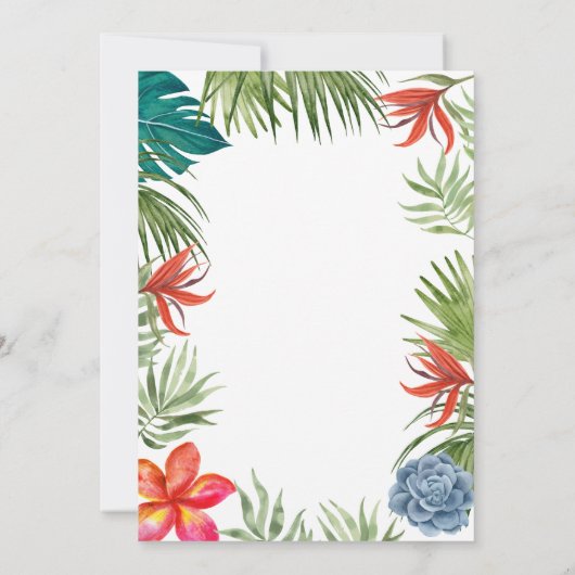 Invitation Tropical verdure palmier or script nuptiale douche (Dos)